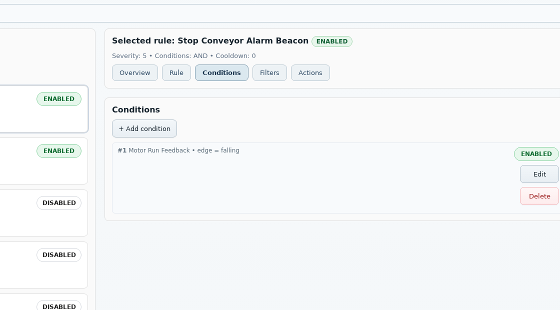 JC Thermal Monitor Rules conditions tab